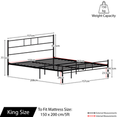 Dorset Bed 5ft King Size, Black