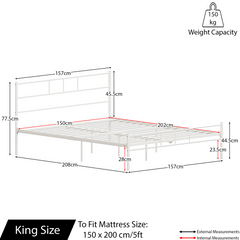 Dorset Bed 5ft King Size, White