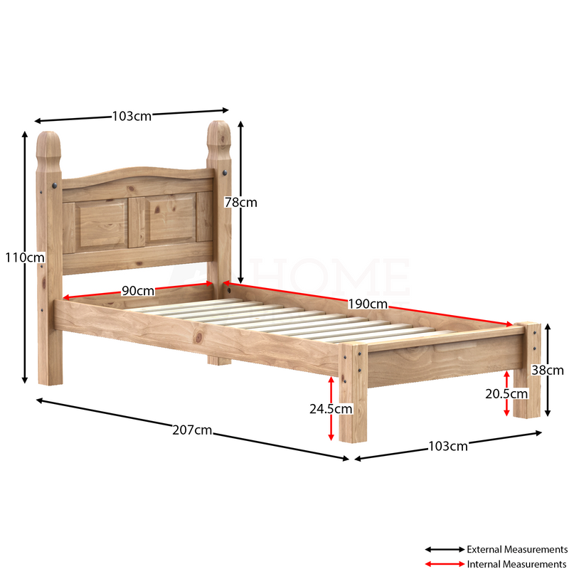 Corona Single Bed, Low Foot End