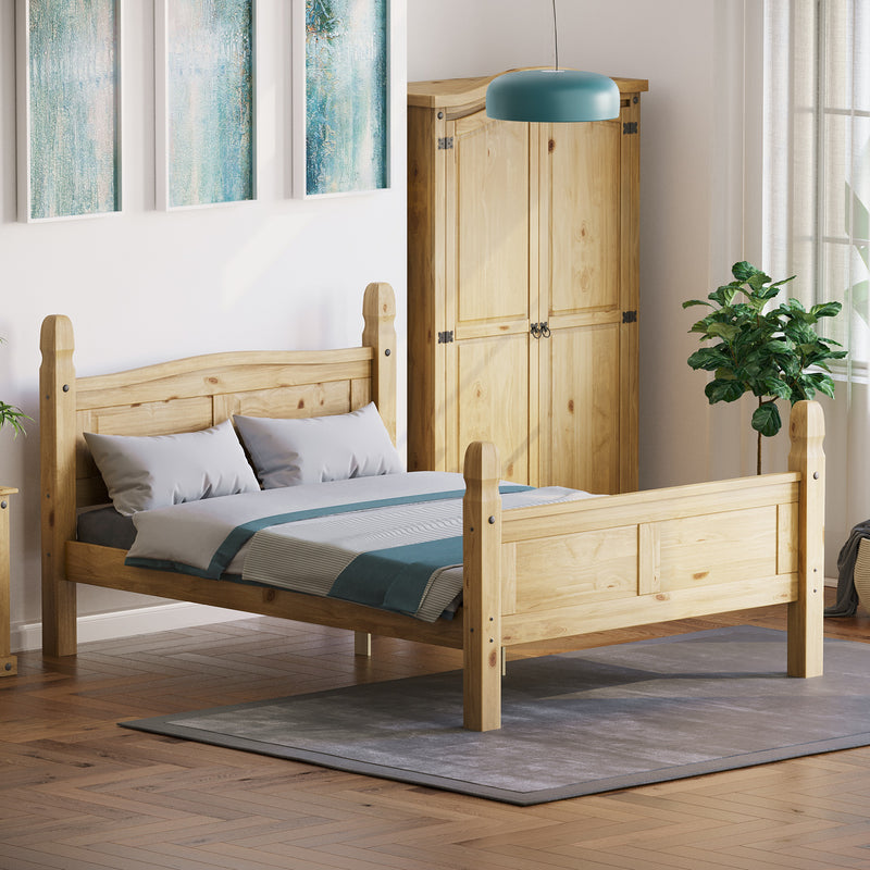 Corona High Foot End Double Bed - Pine