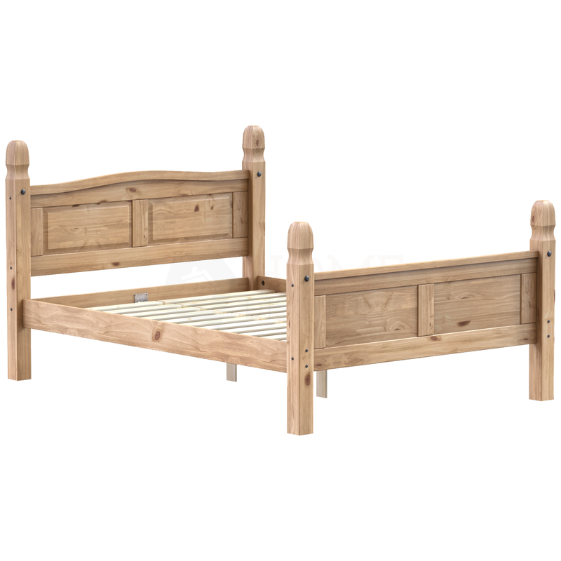 Corona High Foot End Double Bed - Pine