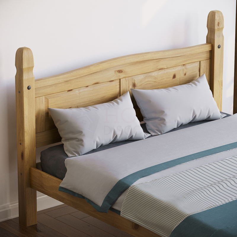 Corona High Foot End King Size Bed - Pine