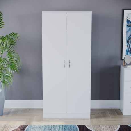 Riano 2 Door Wardrobe for Bedroom Storage- white
