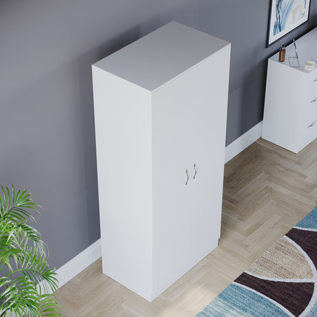 Riano 2 Door Wardrobe for Bedroom Storage- white
