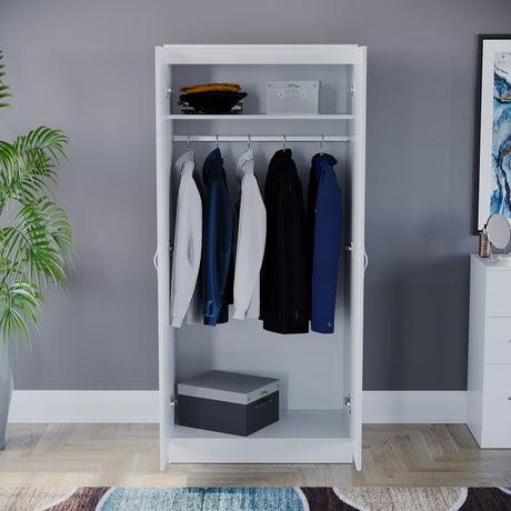 Riano 2 Door Wardrobe for Bedroom Storage- white
