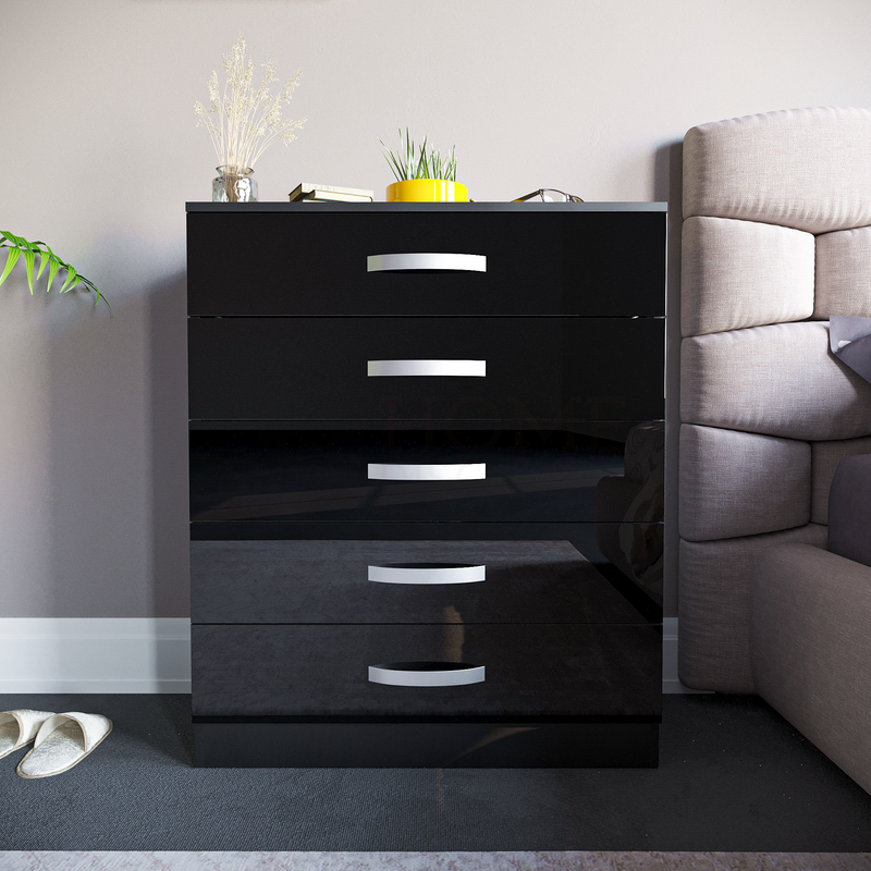 Hulio 5 Drawer Chest Black Home Discount Ltd