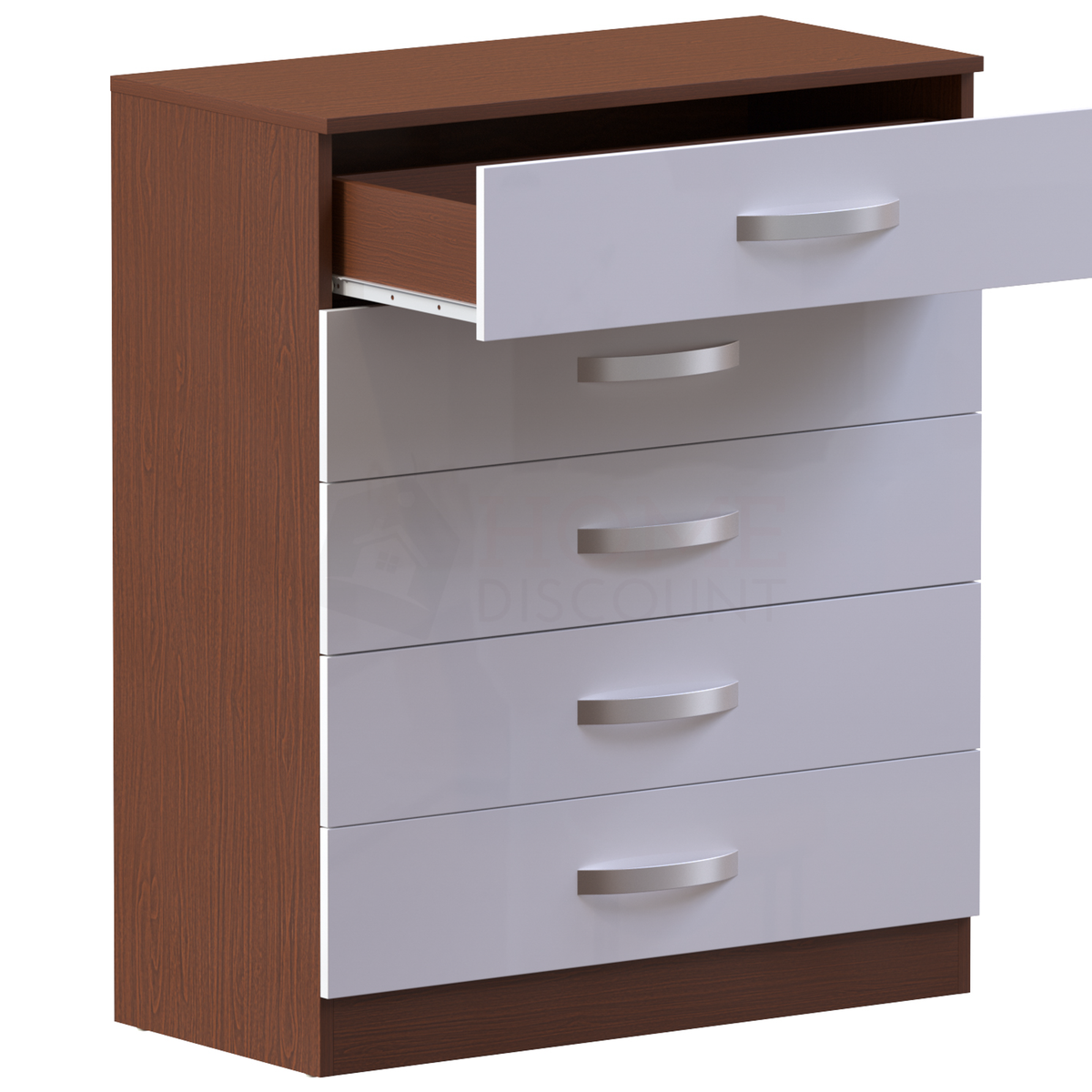 Hulio 5-Drawer Chest - Walnut & White