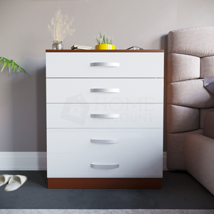 Hulio 5-Drawer Chest - Walnut & White