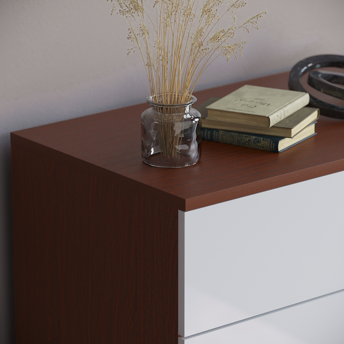 Hulio 5-Drawer Chest - Walnut & White
