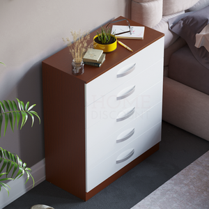 Hulio 5-Drawer Chest - Walnut & White