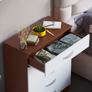 Hulio 5-Drawer Chest - Walnut & White