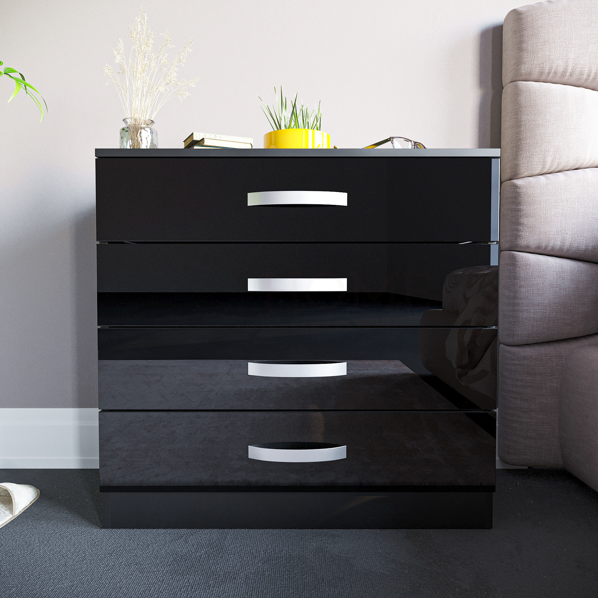 Hulio 4-Drawer Chest - Black