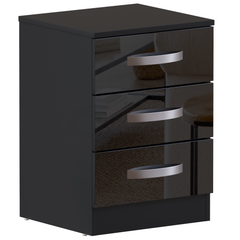Hulio 3 Drawer Bedside Cabinet, Black