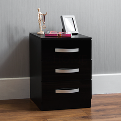 Vida Designs Hulio 3 Drawer Bedside Cabinet, Black