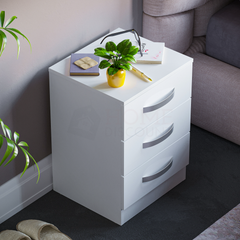 Hulio 3 Drawer Bedside Cabinet, White