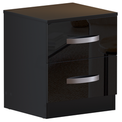Hulio 2 Drawer Bedside Cabinet, Black