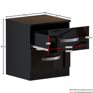 Hulio 2-Drawer Bedside Cabinet - Black