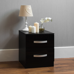 Vida Designs Hulio 2 Drawer Bedside Cabinet, Black