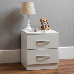 Vida Designs Hulio 2 Drawer Bedside Cabinet, White