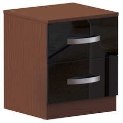 Hulio 2-Drawer Bedside Cabinet - Walnut & Black