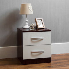 Vida Designs Hulio 2 Drawer Bedside Cabinet, Walnut & White
