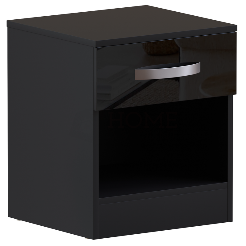 Hulio 1-Drawer Bedside Cabinet - Black
