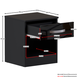 Hulio 1-Drawer Bedside Cabinet - Black