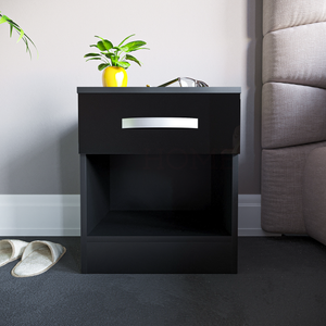 Hulio 1-Drawer Bedside Cabinet - Black