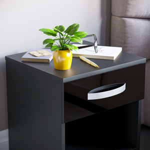 Hulio 1-Drawer Bedside Cabinet - Black