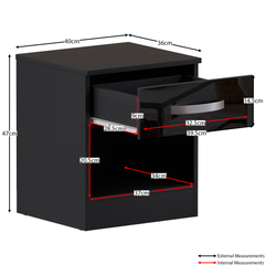 Hulio 1 Drawer Bedside Cabinet, Black