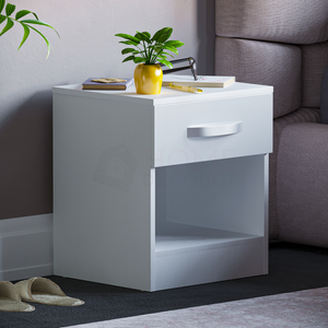 Hulio 1-Drawer Bedside Cabinet - White