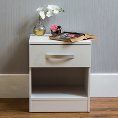 Vida Designs Hulio 1 Drawer Bedside Cabinet, White