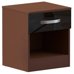 Hulio 1-Drawer Bedside Cabinet - Walnut & Black