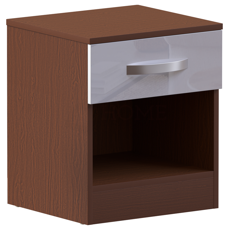 Hulio 1-Drawer Bedside Cabinet - Walnut & White