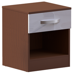 Hulio 1-Drawer Bedside Cabinet - Walnut & White