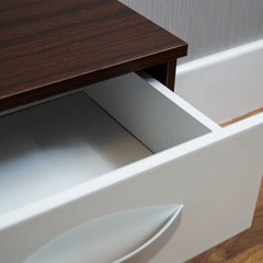 Vida Designs Hulio 1 Drawer Bedside Cabinet, Walnut & White