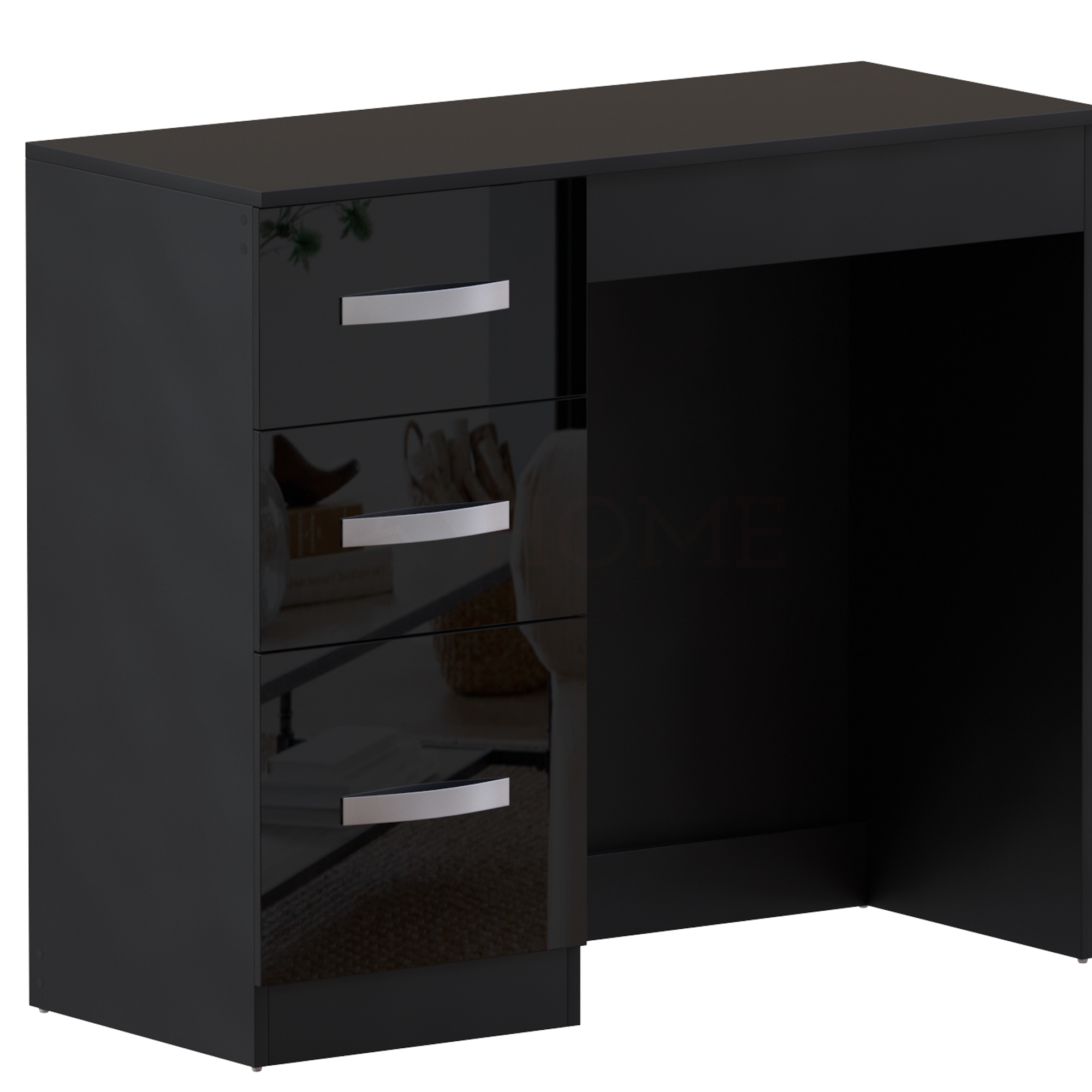 Hulio 3-Drawer Dressing Table - Black | Home Discount Ltd Hulio 3-Drawer Dressing Table - Black | Home Discount Ltd