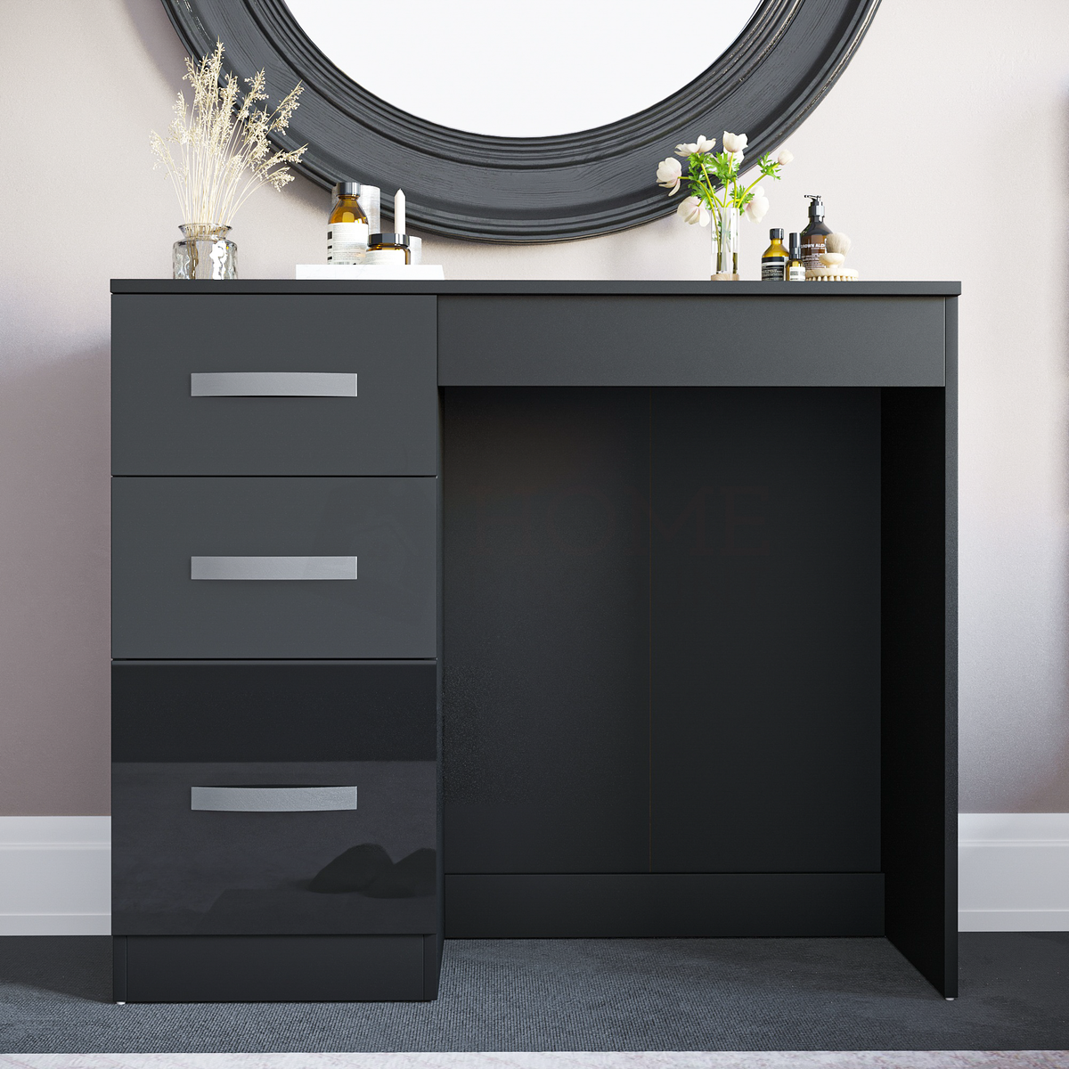Hulio 3-Drawer Dressing Table - Black