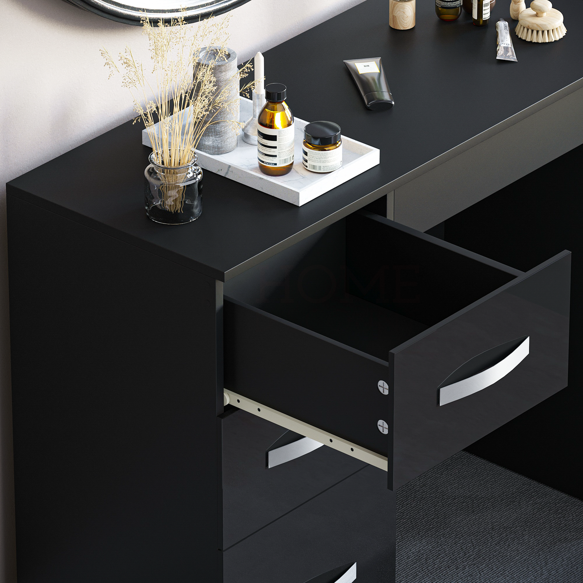 Hulio 3-Drawer Dressing Table - Black