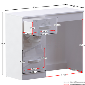 Hulio 3-Drawer Dressing Table - White