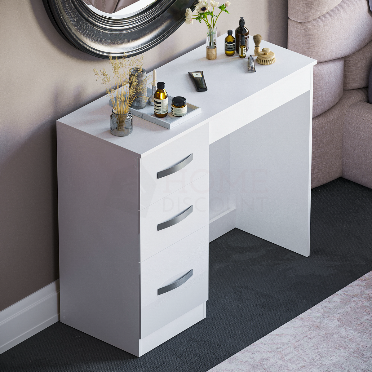 Hulio 3-Drawer Dressing Table - White