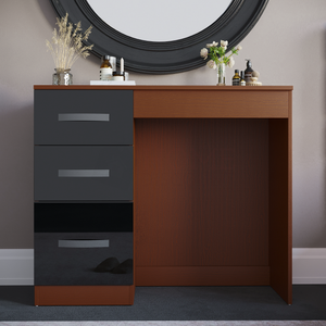 Hulio 3-Drawer Dressing Table - Walnut & Black