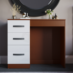 Hulio 3-Drawer Dressing Table - Walnut & White
