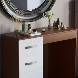 Hulio 3-Drawer Dressing Table - Walnut & White