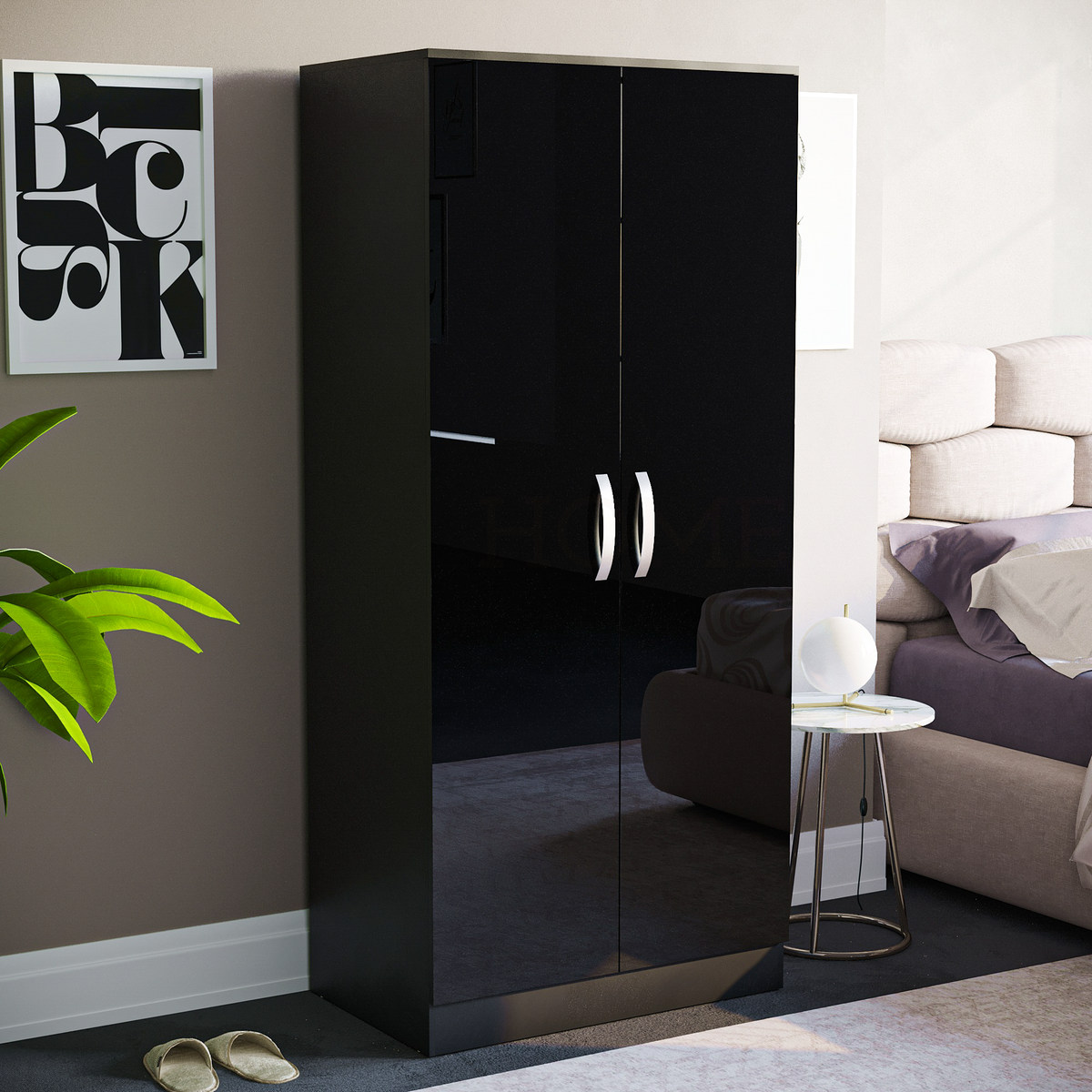 Hulio 2-Door Wardrobe - Black