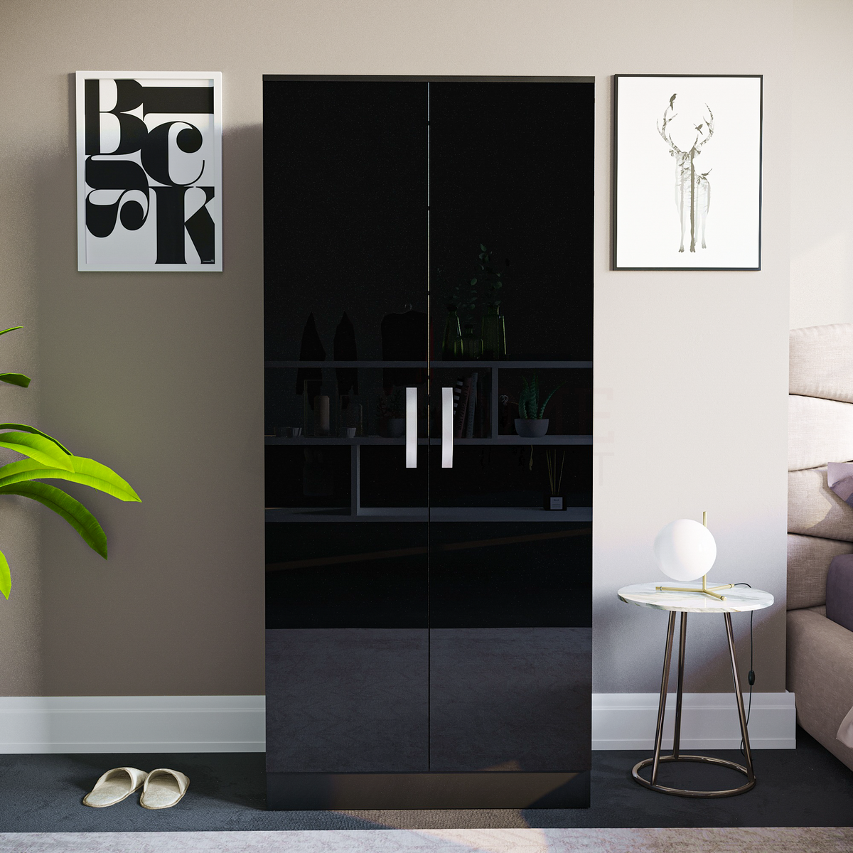 Hulio 2-Door Wardrobe - Black