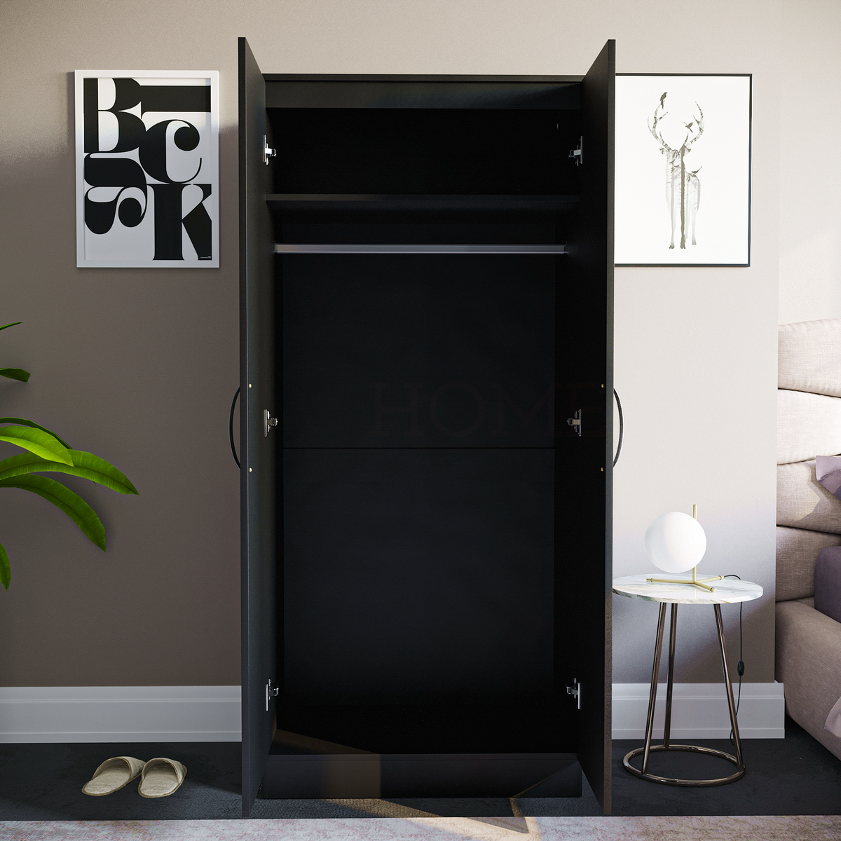 Hulio 2-Door Wardrobe - Black