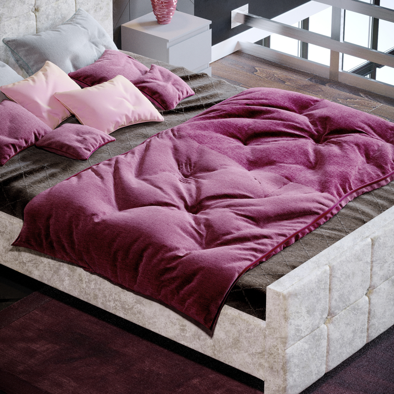 Valentina Double Bed, Crushed Velvet Champagne