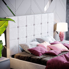 Vida Designs Valentina Double Bed, Light Grey Velvet