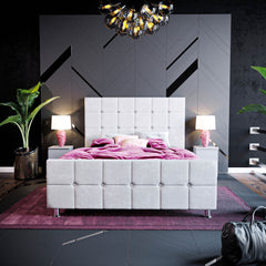 Vida Designs Valentina Double Bed, Light Grey Velvet